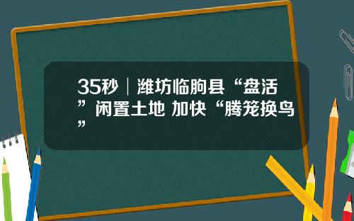 35秒│潍坊临朐县“盘活”闲置土地 加快“腾笼换鸟”
