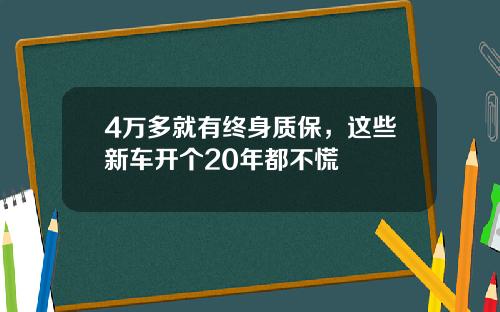 4万多就有终身质保，这些新车开个20年都不慌
