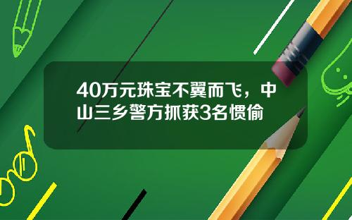 40万元珠宝不翼而飞，中山三乡警方抓获3名惯偷
