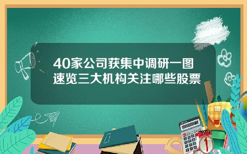 40家公司获集中调研一图速览三大机构关注哪些股票