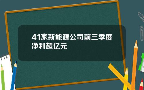 41家新能源公司前三季度净利超亿元