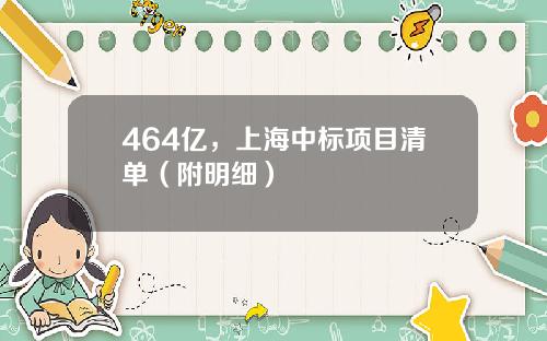 464亿，上海中标项目清单（附明细）