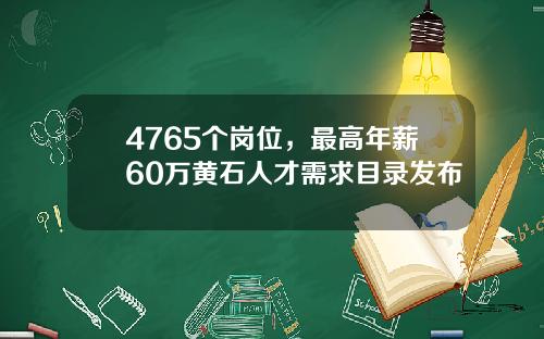 4765个岗位，最高年薪60万黄石人才需求目录发布