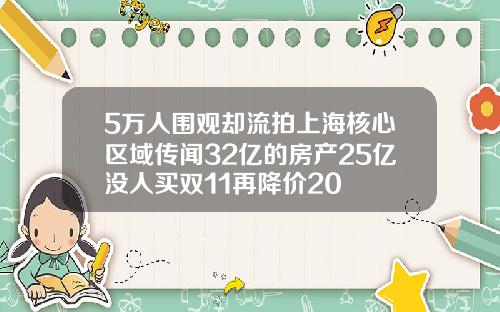 5万人围观却流拍上海核心区域传闻32亿的房产25亿没人买双11再降价20