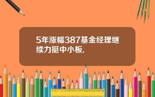 5年涨幅387基金经理继续力挺中小板.