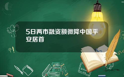 5日两市融资额微降中国平安居首
