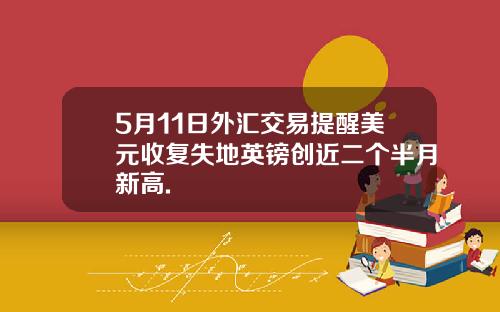 5月11日外汇交易提醒美元收复失地英镑创近二个半月新高.