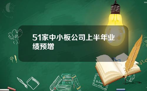 51家中小板公司上半年业绩预增