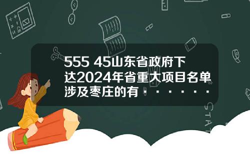 555+45山东省政府下达2024年省重大项目名单涉及枣庄的有······