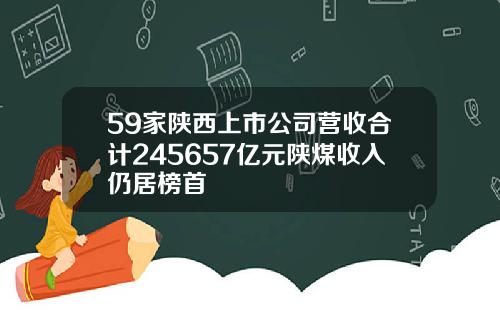 59家陕西上市公司营收合计245657亿元陕煤收入仍居榜首