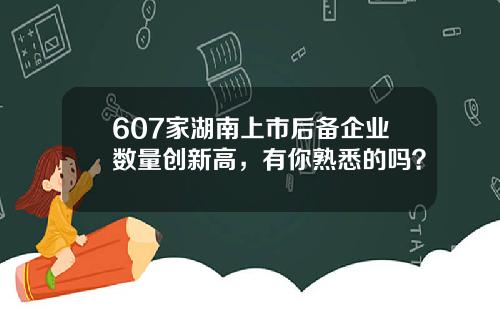 607家湖南上市后备企业数量创新高，有你熟悉的吗？
