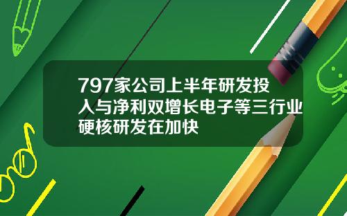 797家公司上半年研发投入与净利双增长电子等三行业硬核研发在加快