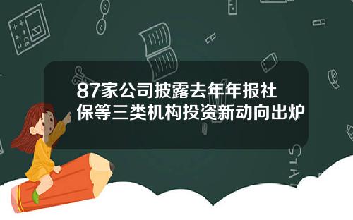 87家公司披露去年年报社保等三类机构投资新动向出炉