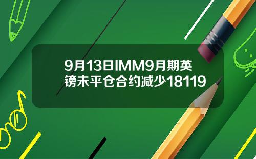 9月13日IMM9月期英镑未平仓合约减少18119