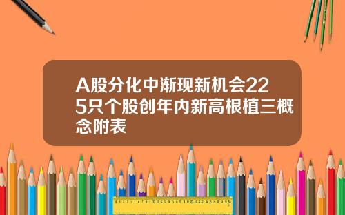 A股分化中渐现新机会225只个股创年内新高根植三概念附表