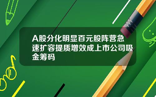 A股分化明显百元股阵营急速扩容提质增效成上市公司吸金筹码