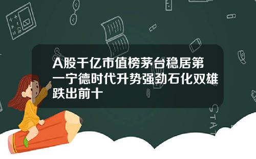 A股千亿市值榜茅台稳居第一宁德时代升势强劲石化双雄跌出前十