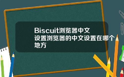 Biscuit浏览器中文设置浏览器的中文设置在哪个地方