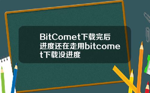 BitComet下载完后进度还在走用bitcomet下载没进度