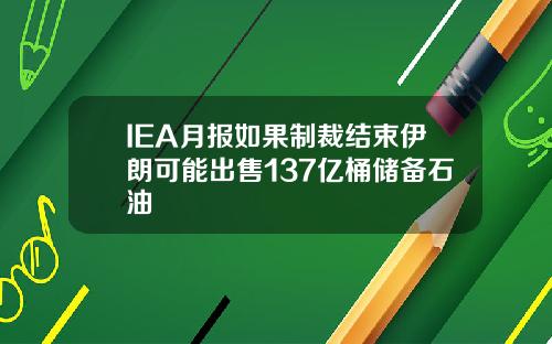 IEA月报如果制裁结束伊朗可能出售137亿桶储备石油