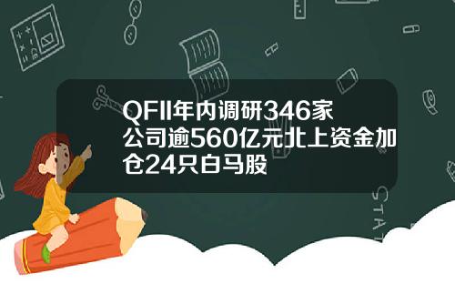 QFII年内调研346家公司逾560亿元北上资金加仓24只白马股
