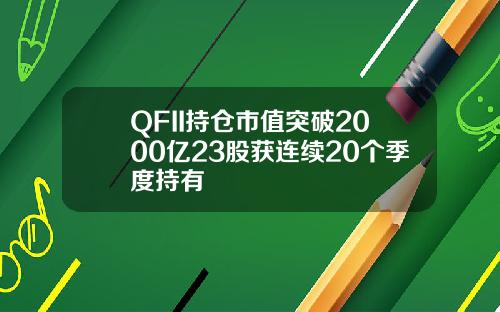 QFII持仓市值突破2000亿23股获连续20个季度持有