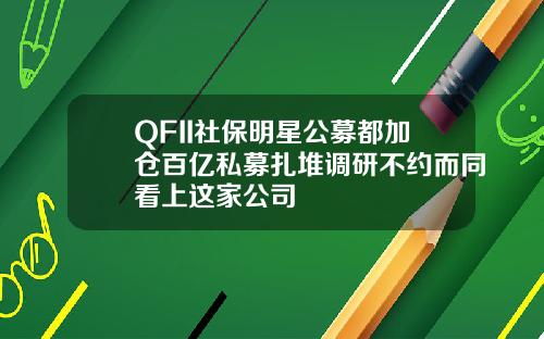 QFII社保明星公募都加仓百亿私募扎堆调研不约而同看上这家公司