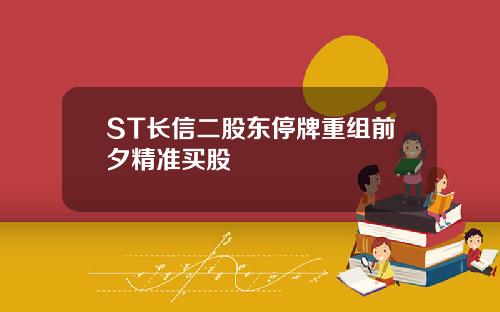 ST长信二股东停牌重组前夕精准买股