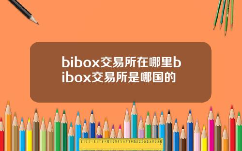 bibox交易所在哪里bibox交易所是哪国的