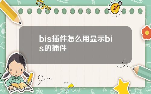 bis插件怎么用显示bis的插件