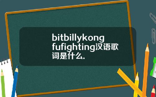bitbillykongfufighting汉语歌词是什么.