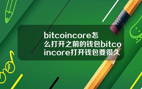 bitcoincore怎么打开之前的钱包bitcoincore打开钱包要很久