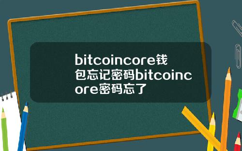 bitcoincore钱包忘记密码bitcoincore密码忘了
