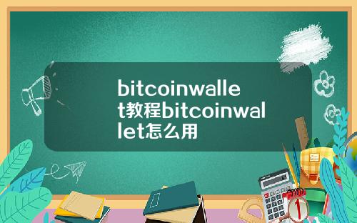 bitcoinwallet教程bitcoinwallet怎么用