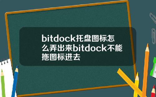 bitdock托盘图标怎么弄出来bitdock不能拖图标进去