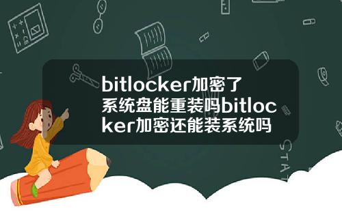 bitlocker加密了系统盘能重装吗bitlocker加密还能装系统吗