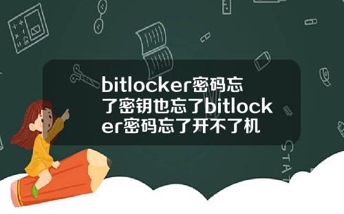 bitlocker密码忘了密钥也忘了bitlocker密码忘了开不了机