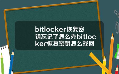 bitlocker恢复密钥忘记了怎么办bitlocker恢复密钥怎么找回