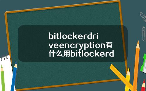 bitlockerdriveencryption有什么用bitlockerdriveencryption不能启用