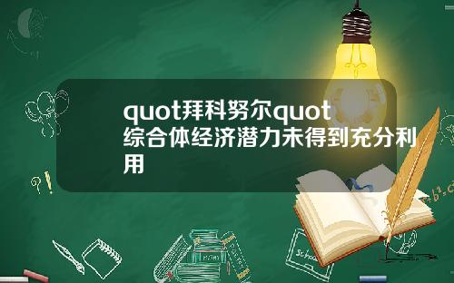 quot拜科努尔quot综合体经济潜力未得到充分利用