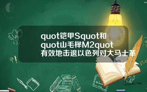quot铠甲Squot和quot山毛榉M2quot有效地击退以色列对大马士革郊区的袭击