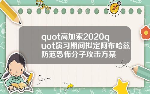 quot高加索2020quot演习期间拟定阿布哈兹防范恐怖分子攻击方案