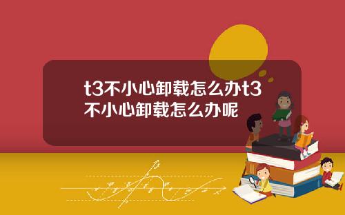 t3不小心卸载怎么办t3不小心卸载怎么办呢