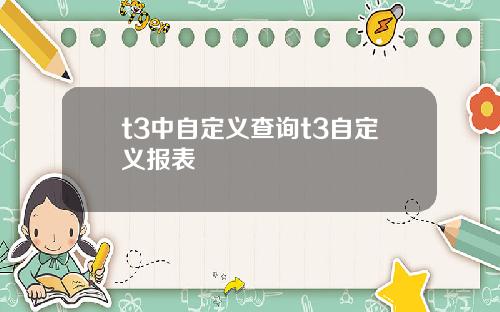 t3中自定义查询t3自定义报表