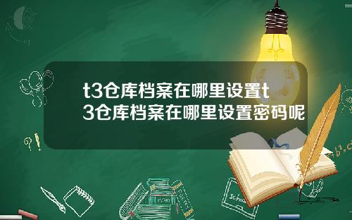 t3仓库档案在哪里设置t3仓库档案在哪里设置密码呢