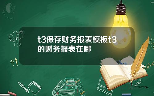 t3保存财务报表模板t3的财务报表在哪
