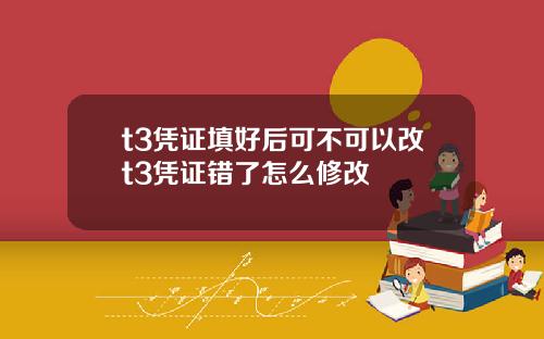 t3凭证填好后可不可以改t3凭证错了怎么修改