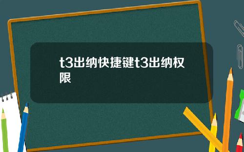 t3出纳快捷键t3出纳权限