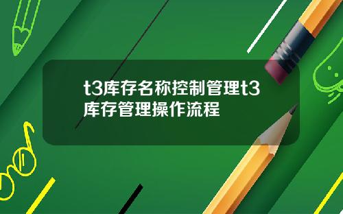 t3库存名称控制管理t3库存管理操作流程