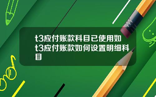 t3应付账款科目已使用如t3应付账款如何设置明细科目